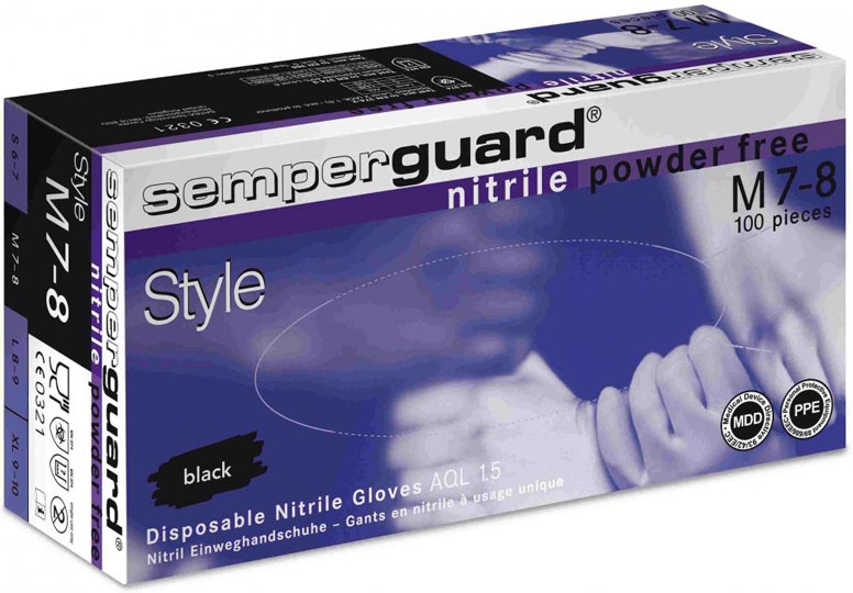 SEMPERGUARD® Nitrilhandschuhe Schwarz – medizinisch – Größe S